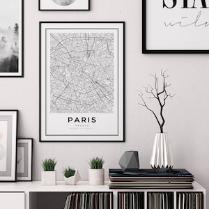 Paris Map Print, Paris Carte, Paris City, Paris Map Poster, France City, City Map Print, Black and White Map, France, France Print, Wall Art image 2