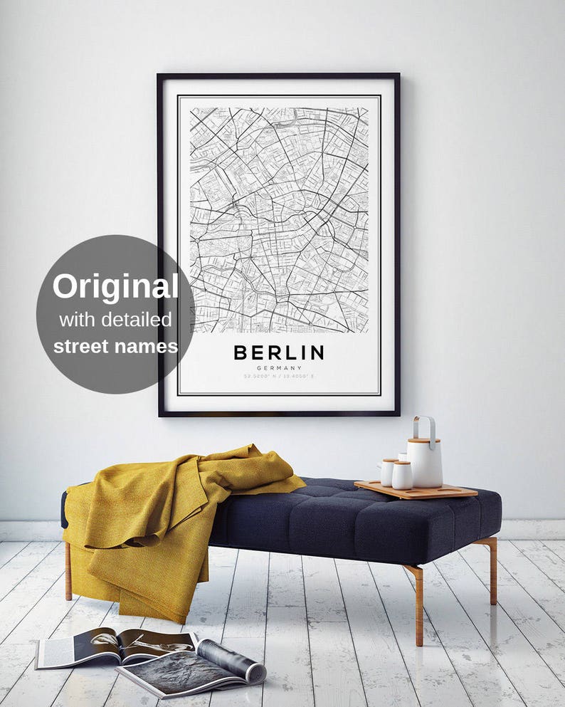 Berlin Map Print, Berlin City Map, Berlin Map Poster, Berlin, Black and White Map, Germany, Germany Print, Berlin Karte, Modern Minimalist image 1