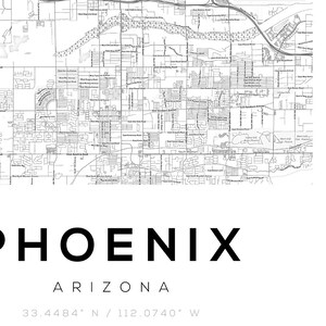 Phoenix Map Print, Map of Phoenix, Map of Arizona, Street Map Print, Gift Ideas, DIY Print, DIY ...