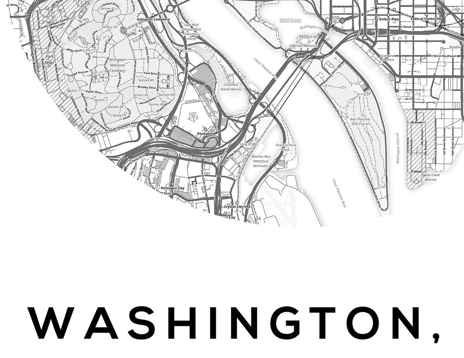 Washington DC Map Print Map of Washington DC City of - Etsy