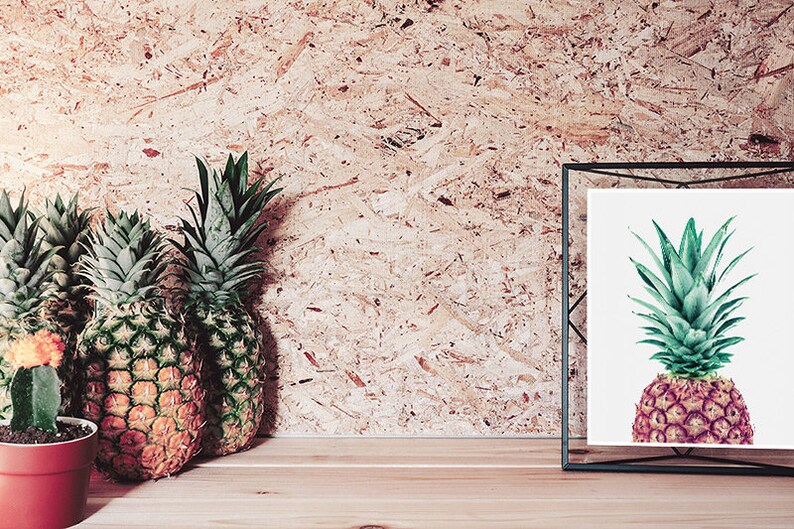 Pineapple wall art, pineapple prints, Fruit prints, Kitchen wall art, Kitchen prints, Tropical poster, pineapple artwork, tropical wall art image 2