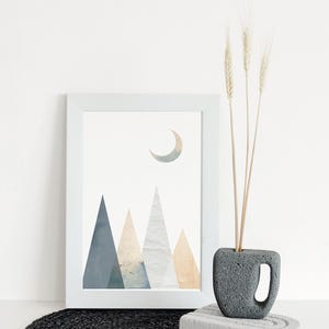 幾何学模様の三角形プリント - スカンジナビア風ミニマリストウォールアートポスター、北欧モダンホームデコレーション（デジタルダウンロード）