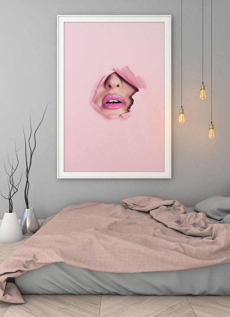 Glamour Decor Real Lips Pink Lips Bedroom Decor Lip Print Etsy