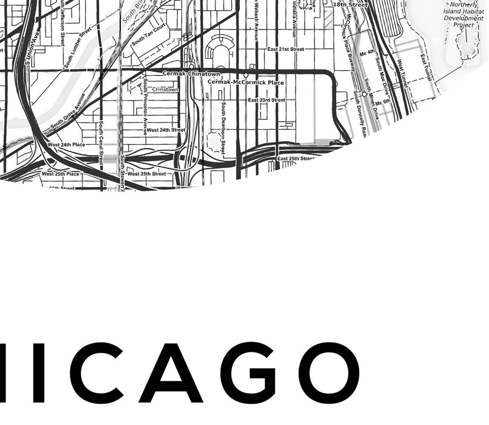 Chicago Map Poster US Map Print Street Map Print Illinois - Etsy