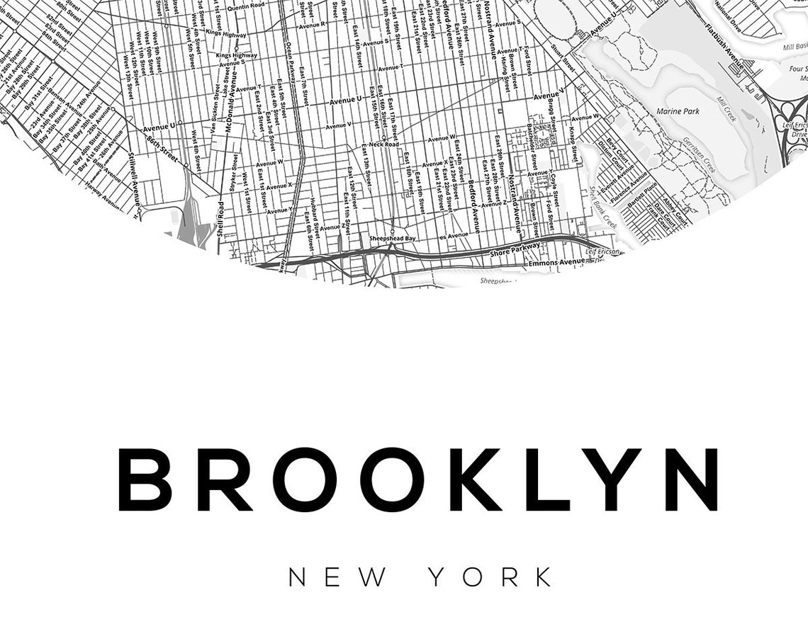 Brooklyn Map Print Brooklyn New York Brooklyn Map Art Map | Etsy