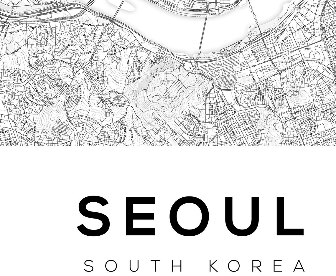 Seoul Map Print Seoul Map Poster Seoul Maps Map of Korea Etsy
