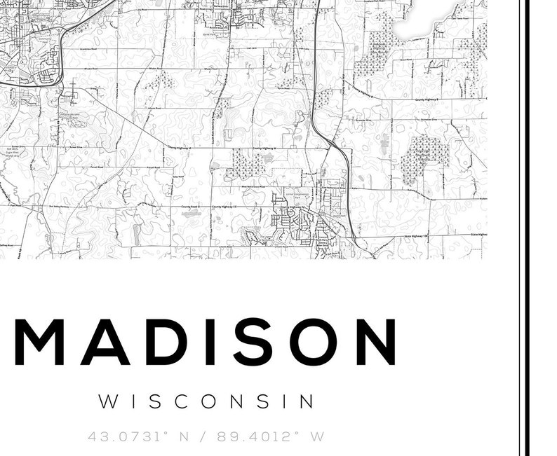 Madison Map Print Madison WI Map of Madison Madison - Etsy