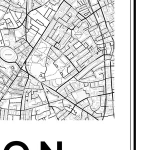 London Map Print, London City, London Map Poster, United Kingdom, City Map Print, Black and ...