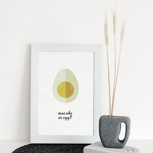 Avocado Print - Modern Kitchen Wall Art Poster, Minimalist Tropical Fruit Home Decor Green (Digital Download)