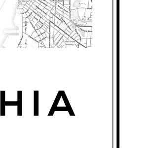 Philadelphia Map, Philadelphia Map Print, Pennsylvania Map, United States Map Print, Philadelphia Pennsylvania, Black and White Map image 3