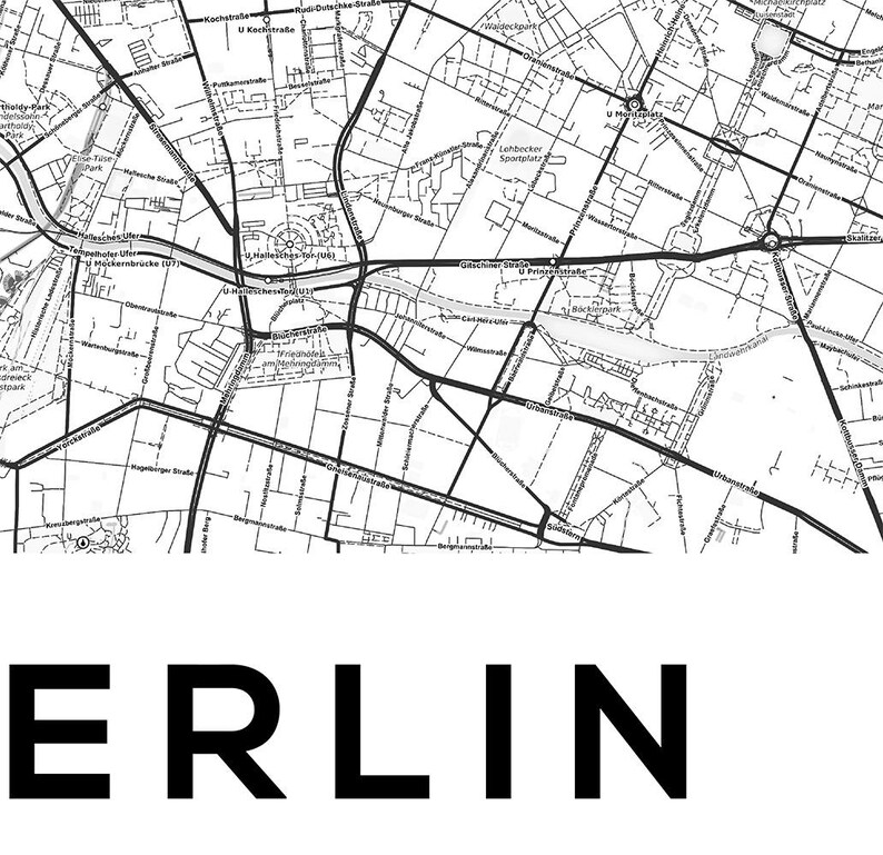 Berlin Map Print, Berlin City Map, Berlin Map Poster, Berlin, Black and White Map, Germany, Germany Print, Berlin Karte, Modern Minimalist image 4