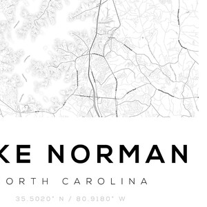 Lake Norman Map Print, Map of Lake Norman, Lake Norman North Carolina