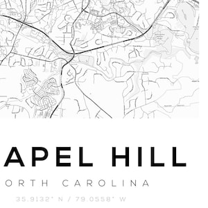Chapel Hill Map Print, Chapel Hill North Carolina, North Carolina Maps ...