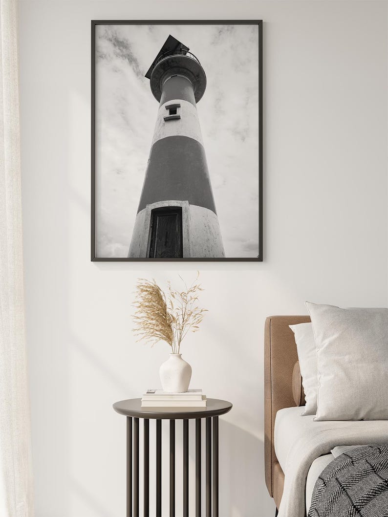 Printable Lighthouse Print - Coastal Nautical Wall Art, Minimalist Ocean Poster, Beach House Decor Black White Gift (Digital Download) image 3