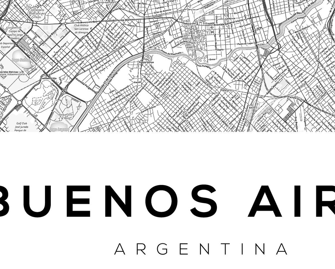 Buenos Aires Map Print Argentina Map Print City Map Print - Etsy