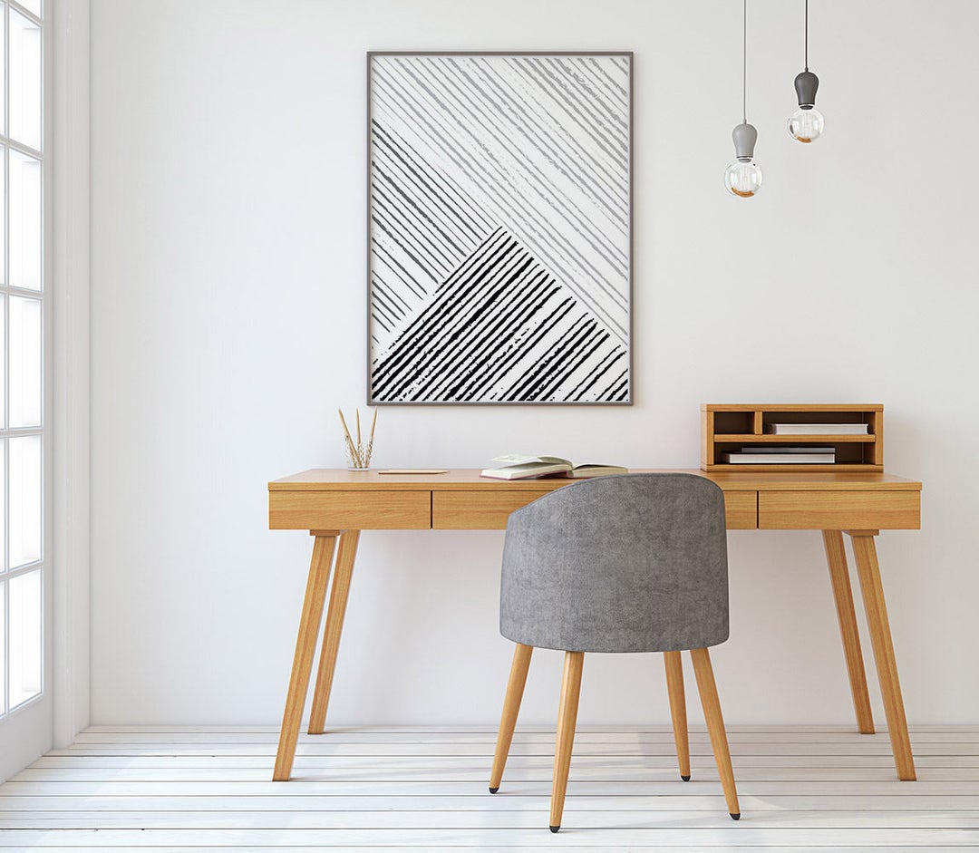 Geometric Print - Black and White Abstract Wall Art, Minimalist Modern ...