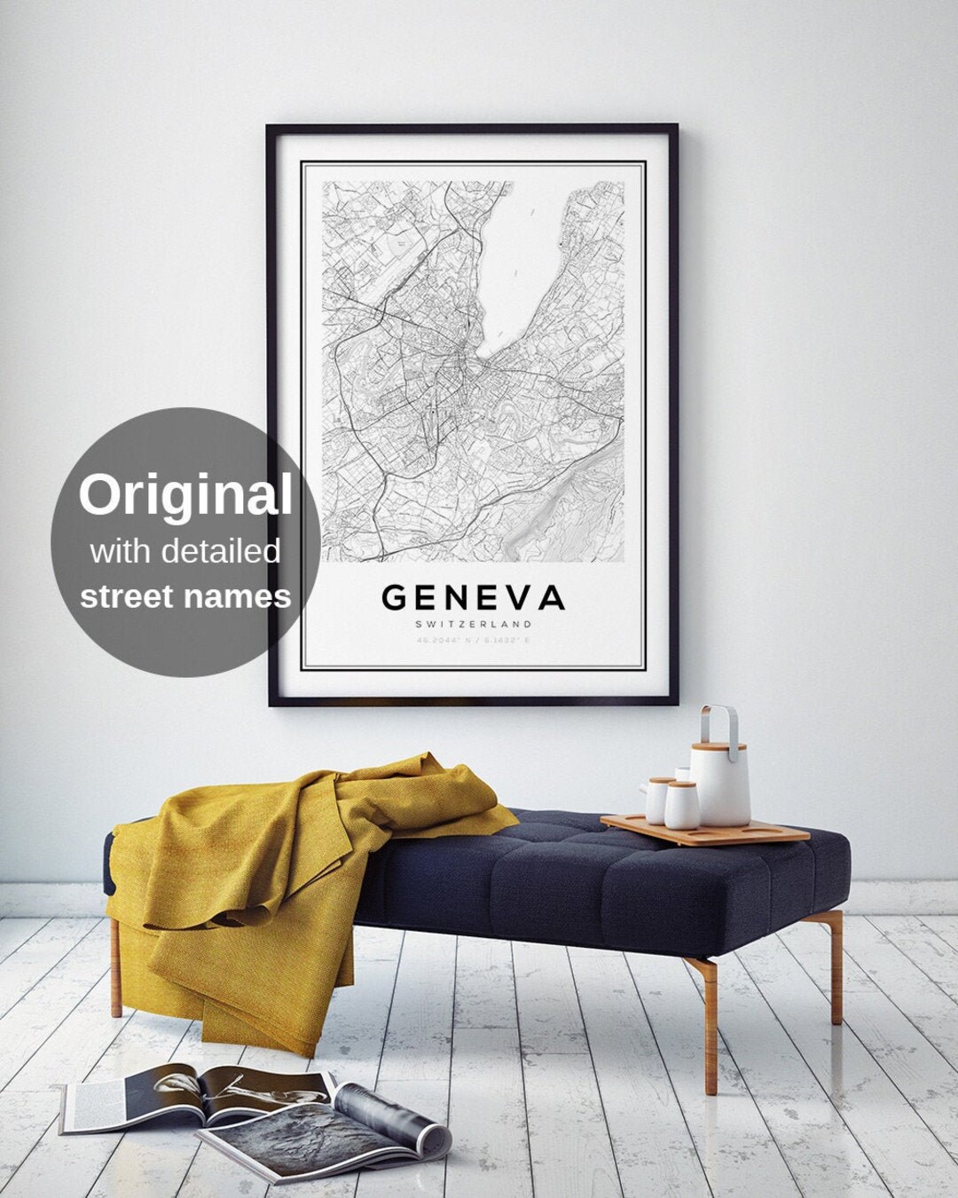Geneva Map Print Geneva Map Poster Map of Geneva Street Map Etsy