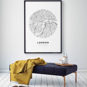 London Map Poster, City Map Print, UK Map Print, London City Map, London Map Print, United Kingdom, England Map Print, Circle Map Print image 2