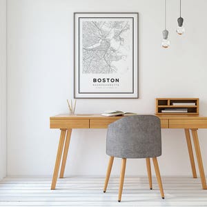 Boston Map Print, City Map Decor, City Map Wall Art, Massachusetts Map, Boston Map Poster, US Map Print, Boston City, Printable Wall Art image 3