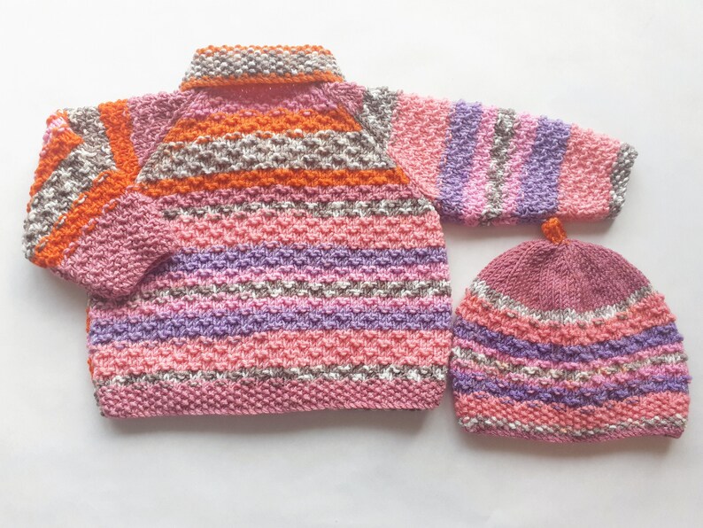 Hand Knit Cardigan and Matching Hat 3-6 Months 3 Colourways - Etsy