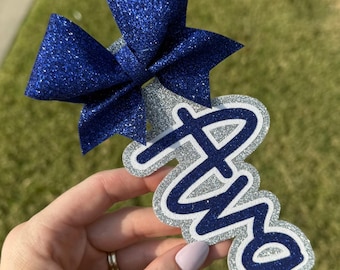 10 FONTS Glitter Cheer Bow Tag 30 COLORS available! Team Name Glitter AllStar Personalized Custom Cheerleader Gift Dance Homecoming Pin Me