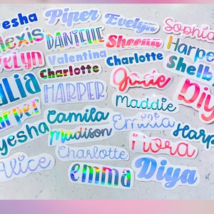 Holographic FREE SHIP Personalized Name Stickers Labels Summer Camp Back to School*Custom*Decals  Girls Bachelorette Cups*2 3 4 5 6 in