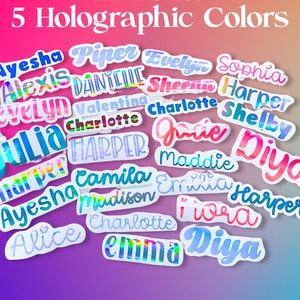 Holographic FREE SHIP! Personalized Name Stickers * Labels for Back to School*Custom*Decals for Girls Trip Summer Camp Cups* 2 3 4 5 6 inch