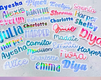 Personalized Holographic Name Stickers, Back to School Decals