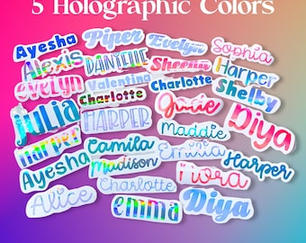 Holographic Name Stickers: Personalized Decals for School, Camp