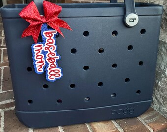 Bow Glitter Sports Mom Tag 30 COLORS 10 FONTS available! Backpack Team Name Glitter All Bogg Bag Personalized Season Customizable Accessory