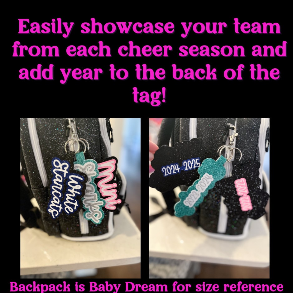 Glitter Cheer Tag Available, Backpack Team Name Glitter All Star Elite Tag Personalized Season Customizable