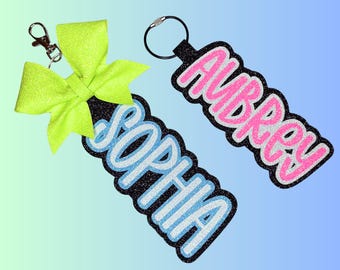 10 FONTS Glitter Cheer Bow Tag 30 COLORS available! Bag Team Name Glitter Personalized Custom Cheerleader Gift Dance Bogg Hulken Pin Me