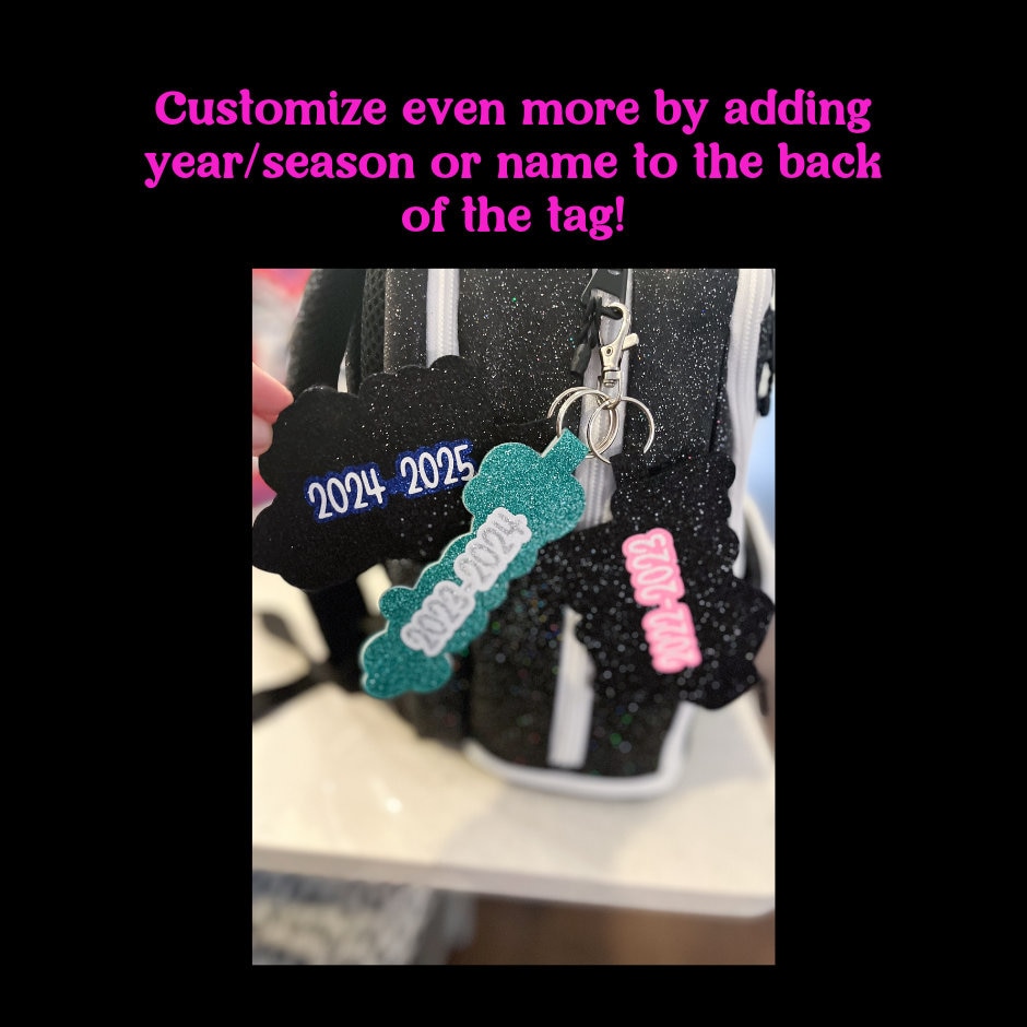 Glitter Cheer Tag Available, Backpack Team Name Glitter All Star Elite Tag Personalized Season Customizable