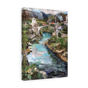 Mostar, Bosnia Quality Canvas Wall Art Print, Ready to Hang Wall Art Home Decor