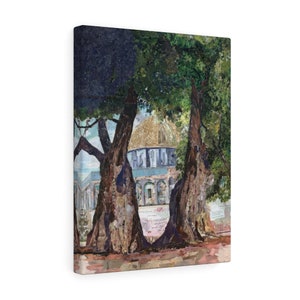 Kuppel des Felsens zwischen Bäumen, Qualität Leinwand Wand Kunstdruck, bereit, islamische Wand Kunst Home Decor hängen