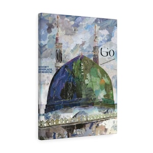 Madinah Green Dome, Quality Canvas Wall Art Print, Ready to Hang Wall Art Home Decor