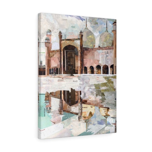 Badshahi Mosque Reflection Lahore Pakistan Quality Canvas Etsy