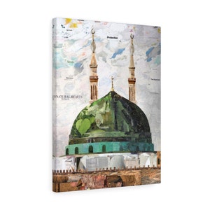 Madinah Dome with Minarets, Quality Canvas Wall Art Print, Ready to Hang Islamic Wall Art Home Decor