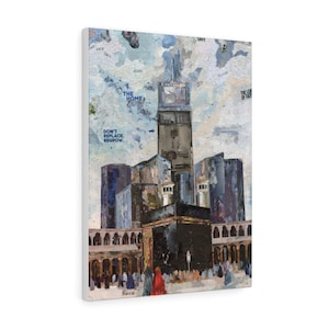 Oração na Kaabah, Makkah, impressão de arte de parede em tela de qualidade, pronta para pendurar arte de parede islâmica, decoração de casa