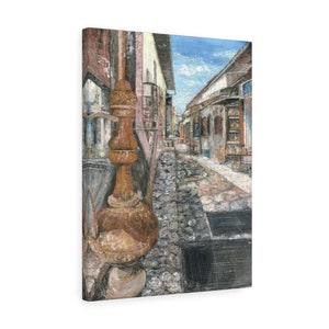 Bosnia Old City Street, Sarajevo, Quality Canvas Wall Art Print, Ready to Hang Wall Art Home Decor