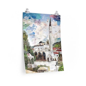 Begova Dzamija, Sarajevo, Bosnian Art Poster, Bosnian Gift, Islamic Poster