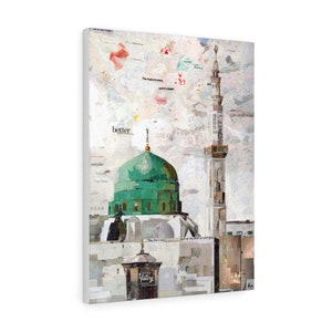 Green Dome of Medina, Quality Canvas Wall Art Print, Ready to Hang Islamic Wall Art Home Decor