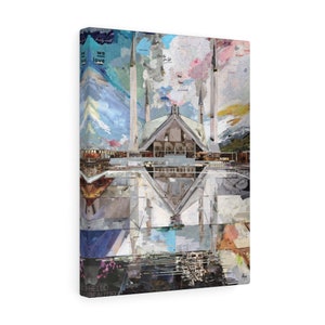 Faisal Mosque, Islamabad, Pakistan, Quality Canvas Wall Art Print, Ready to Hang Wall Art Home Decor