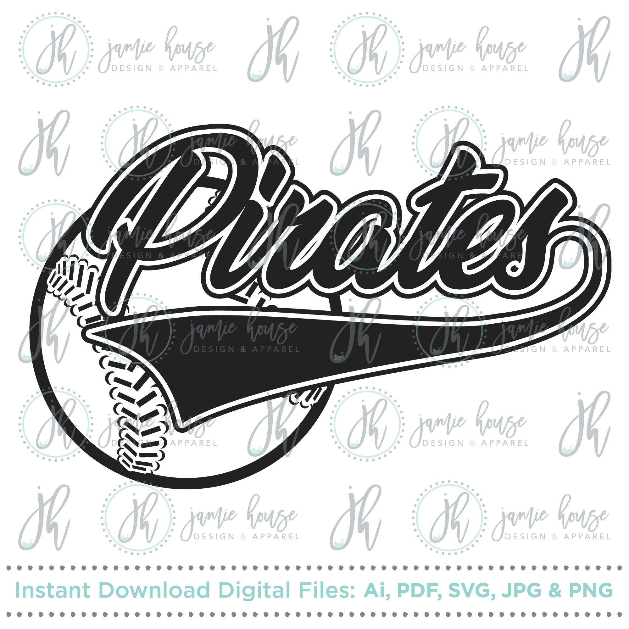 Pirates Baseball Pirates Softball SVG Cut File vintage -  Denmark