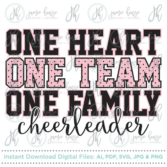 Download One Heart One Team One Family Svg Cut File Cheerleader Etsy