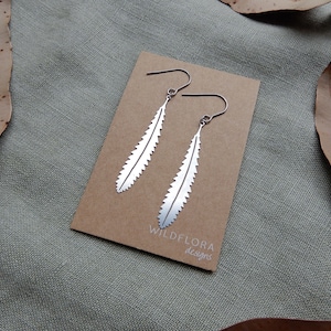 Banksia Leaf Earrings: Stainless Steel Botanical Wild Flower Earrings