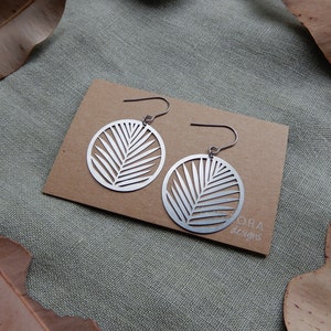 Coconut Palm Earrings: Stainless Steel Botanical Wild Flower Earrings