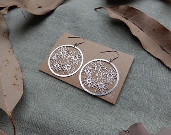 Pendientes de flores de franela: Pendientes botánicos de flores silvestres de acero inoxidable