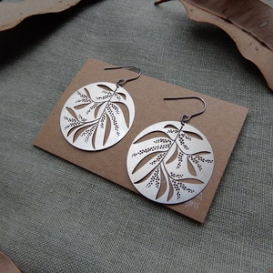 Golden Wattle: Stainless Steel Botanical Wild Flower Earrings