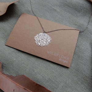 Waratah Flower Necklace: Stainless Steel Botanical Wild Flower Necklace